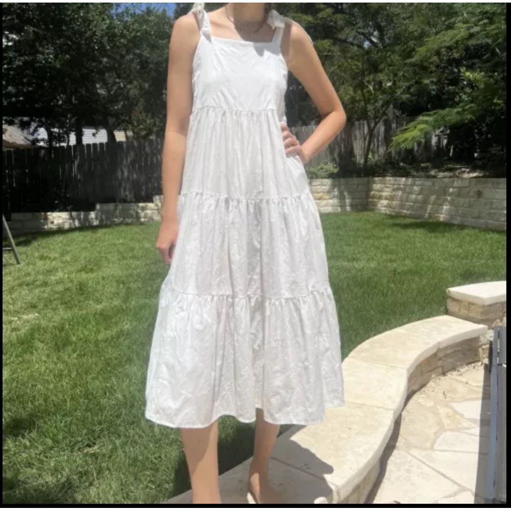 Woman's label of love White Sundress Tie‎ Straps Size Small Flowy Boho Coquette